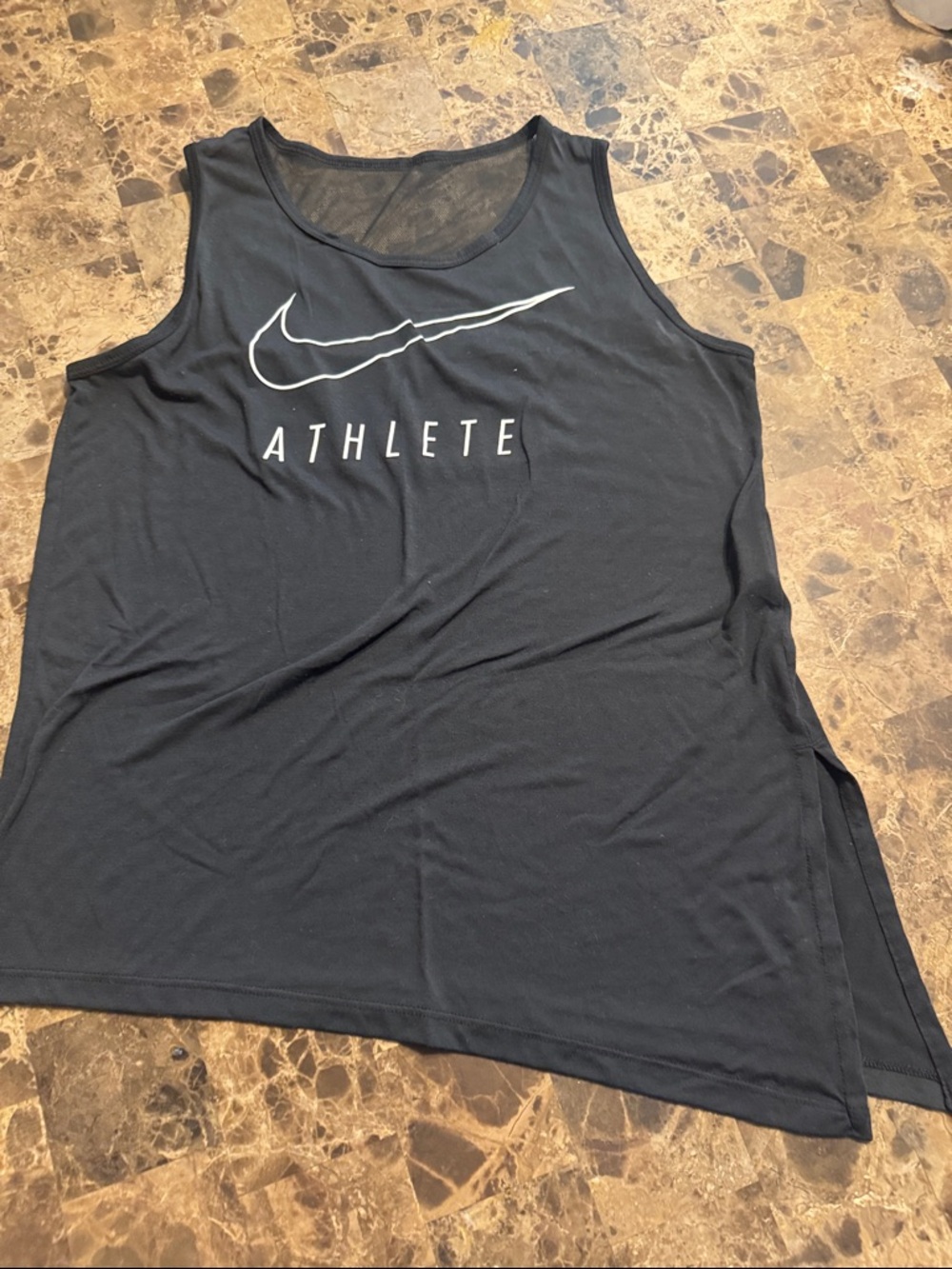 Nike Black Tank Top with White Swoosh and ATHLETE Print